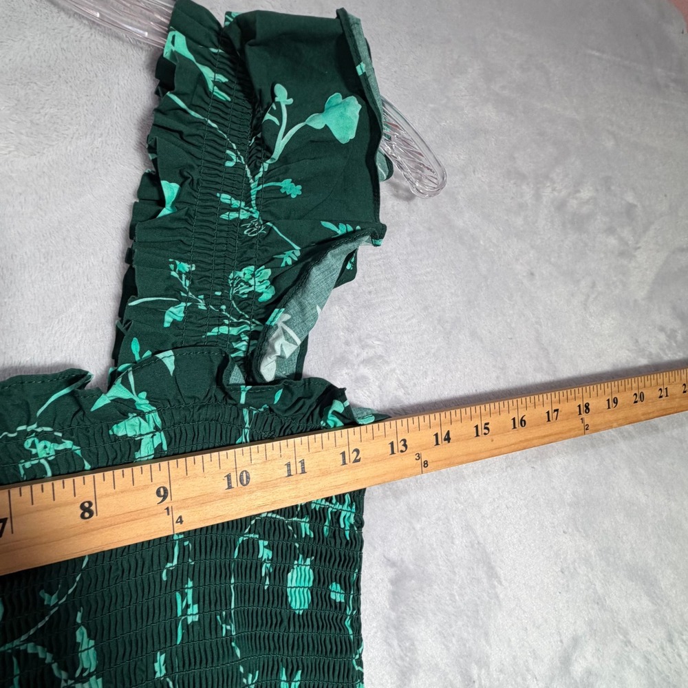 Hill House Home The Ellie Nap Dress Women XS Green Botanical Floral Smocked Midi - Picture 7 of 9